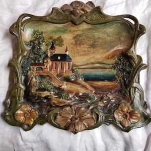 Antique french wall plaque as is